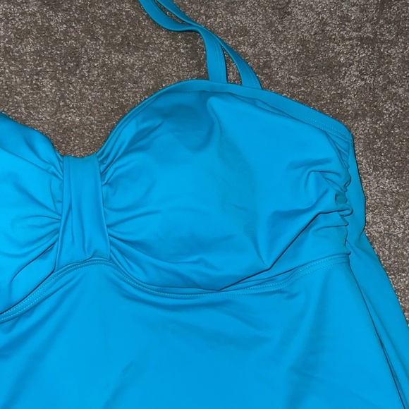 Cacique swim plus Halter Tankini Top Turquoise size 22. MM - Picture 2 of 5